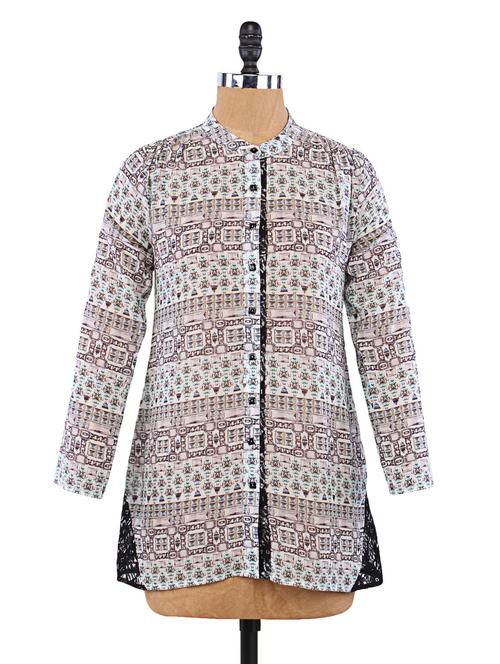 grey polyester printed tunic - 1246036 - Very Small Image - 1