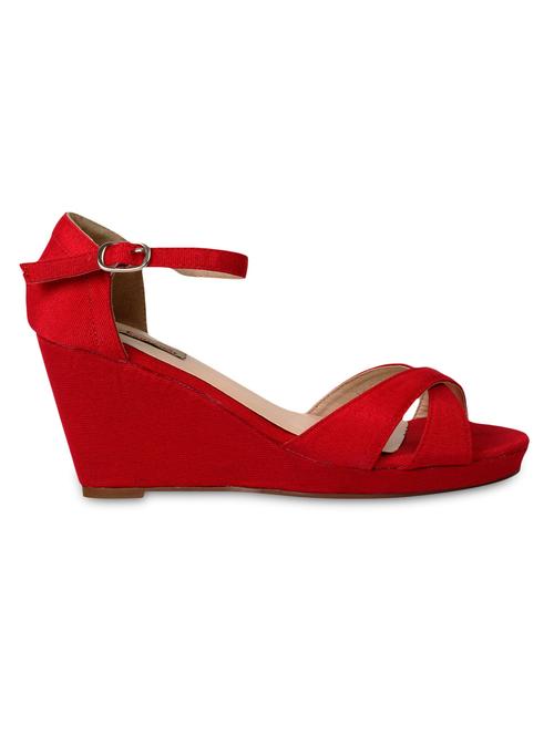 red canvas buckled wedges - 1246150 - Very Small Image - 1