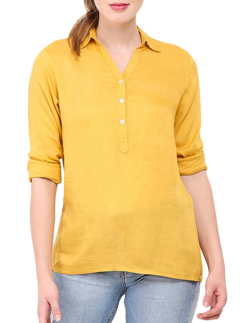 yellow viscose regular top - 12462094 - Very Small Image - 1
