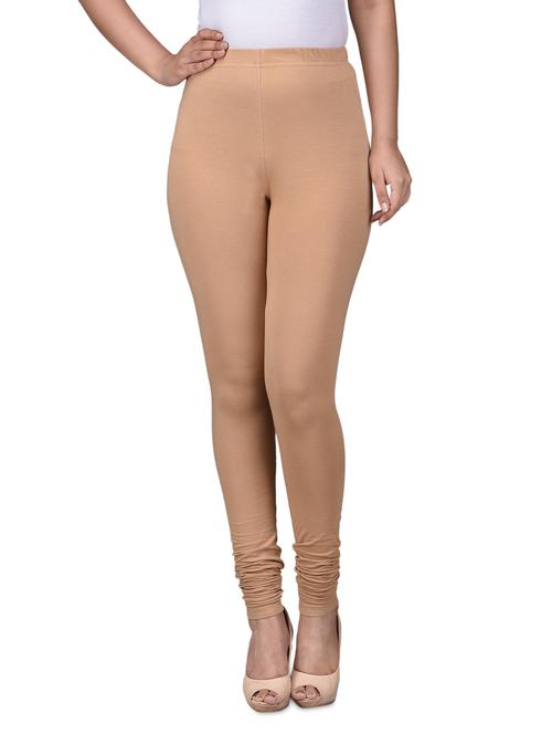 solid beige cotton spandex leggings - 1246212 - Very Small Image - 1