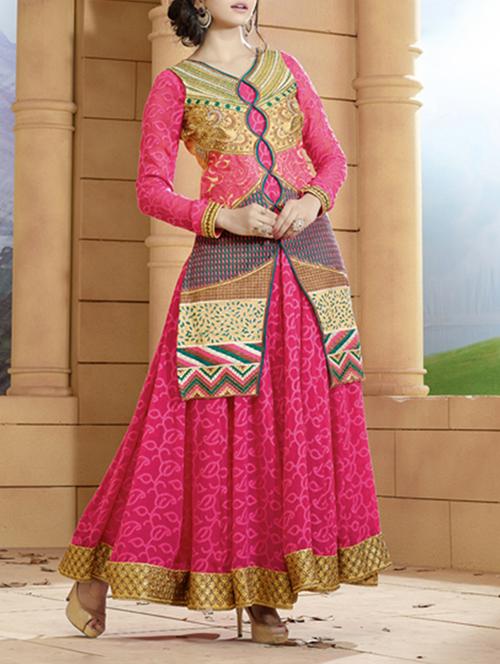 pink georgette set - 12462290 - Very Small Image - 1