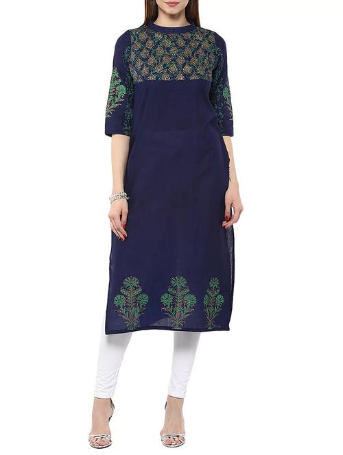 blue cotton long kurta - 12462636 - Very Small Image - 1