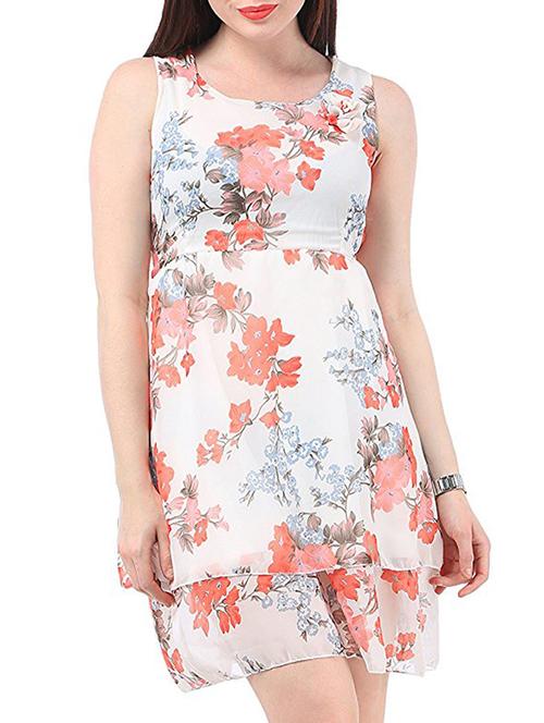 white poly georgette belted dress - 12463205 - Very Small Image - 1