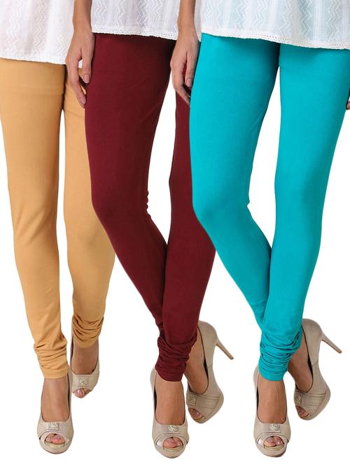 set of 2 multi colored cotton legging - 12468218 - Very Small Image - 1