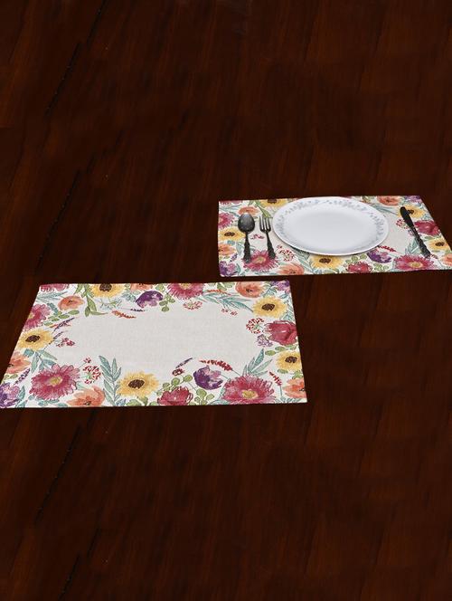 avira home floral essence table mat- set of 4-jaquard woven-machine washable- (13"x19") - 12468290 - Very Small Image - 1