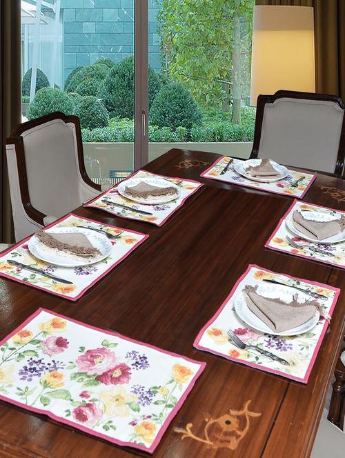 avira home rose garden table mats set- 6 mats (13"x19") - 12468471 - Very Small Image - 1