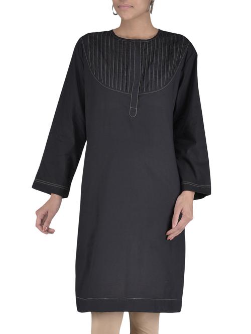 black full sleeved cotton kurta - 1246947 - Very Small Image - 1