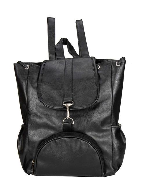 black synthetic leather backpack - 12470781 - Very Small Image - 1
