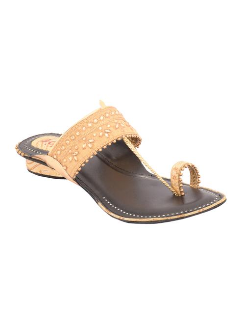 beige leatherette slip on sandals - 12471837 - Very Small Image - 1