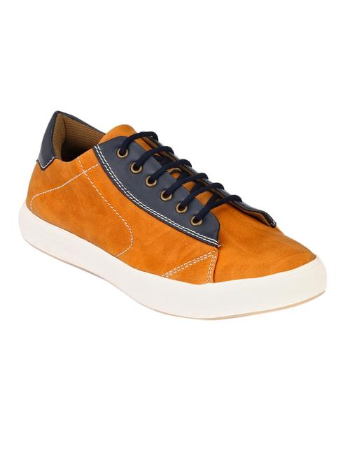 orange synthetic lace up sneakers - 12472665 - Very Small Image - 1