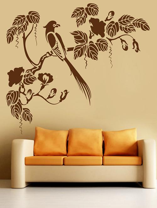 wallskart  humming bird on tree branch  brown wall sticker - 12474718 - Very Small Image - 1