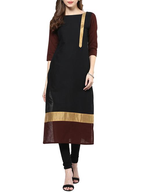 straight color block long kurta - 12475073 - Very Small Image - 1
