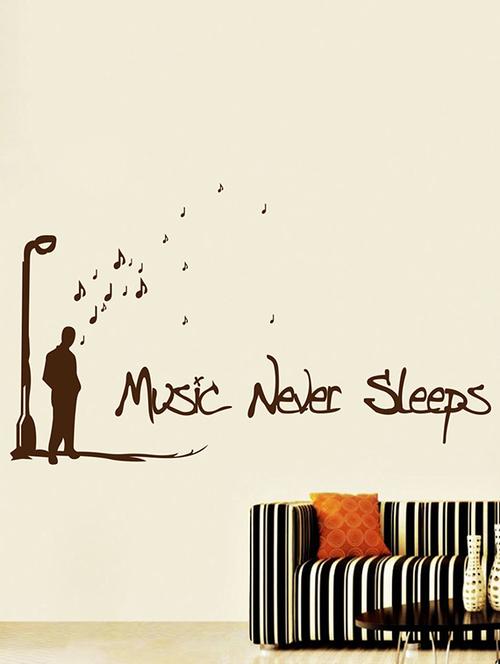 wallskart  music never sleeps  brown wall sticker - 12475232 - Very Small Image - 1