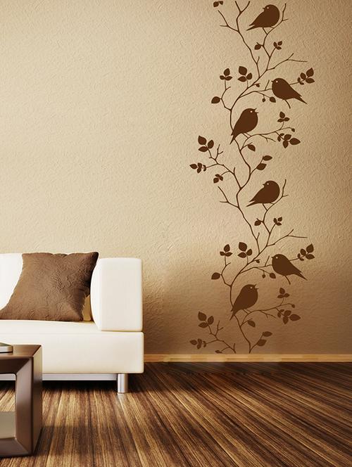 wallskart  birds and growing tree  brown wall sticker - 12475233 - Very Small Image - 1