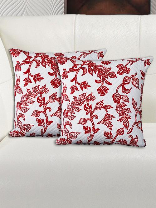 avira home 100% cotton matalesse printed cushion cover- set of 2-red & white - 12475558 - Very Small Image - 1