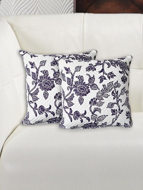 avira home  100% cotton matalesse printed cushion cover- set of 2-purple & white - 12475560 - Very Small Image - 1