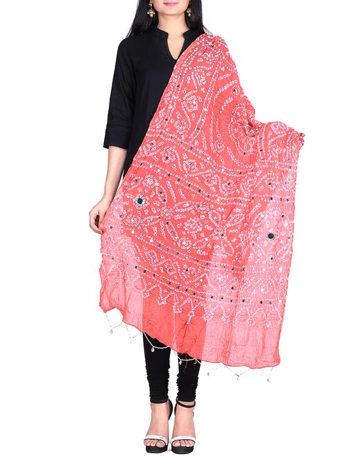 orange cotton dupatta - 12476088 - Very Small Image - 1