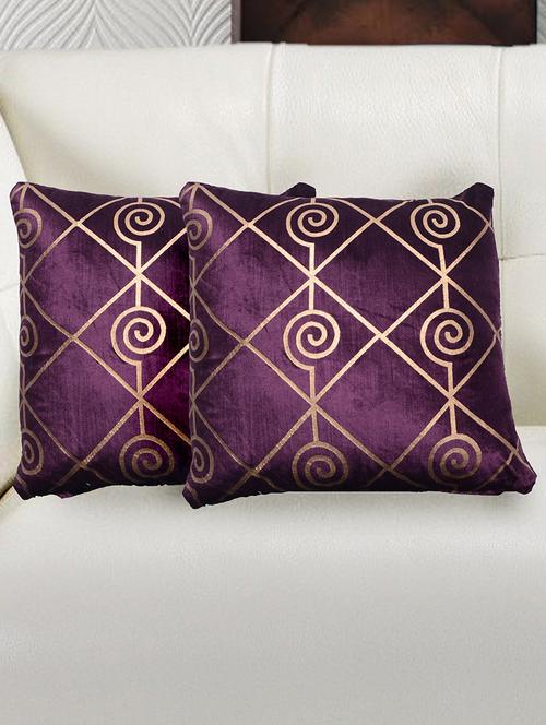 avira home luxury velvet metallic printed cushion cover-set of 2-purple - 12476923 - Very Small Image - 1