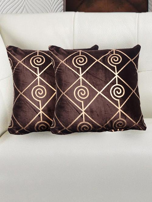 avira home luxury velvet metallic printed cushion cover-set of 2-brown - 12476924 - Very Small Image - 1