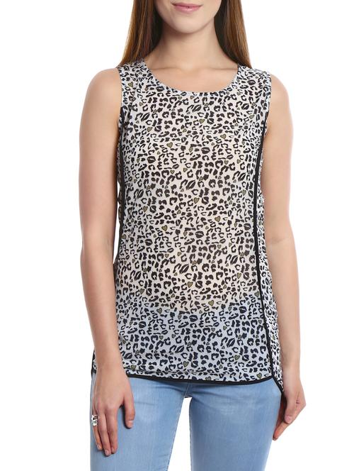 black animal printed georgette top - 12478794 - Very Small Image - 1