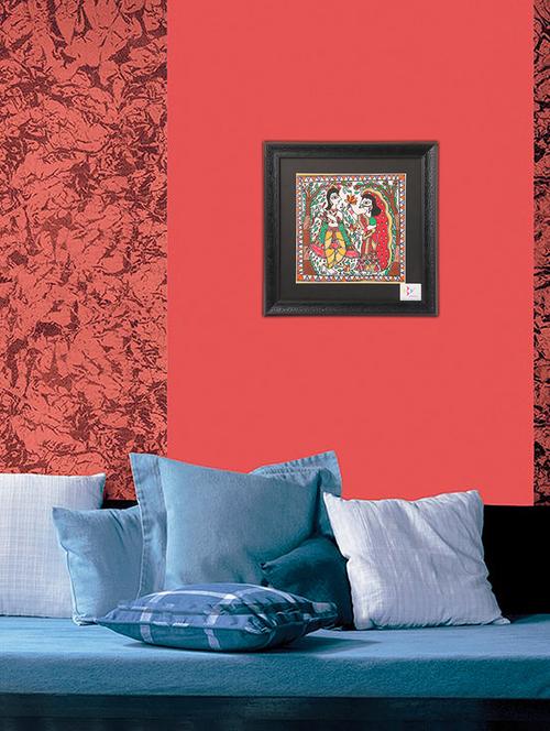 imithila lord krishna playing flute for goddess radha   (37x28 cms) - 12481425 - Very Small Image - 1