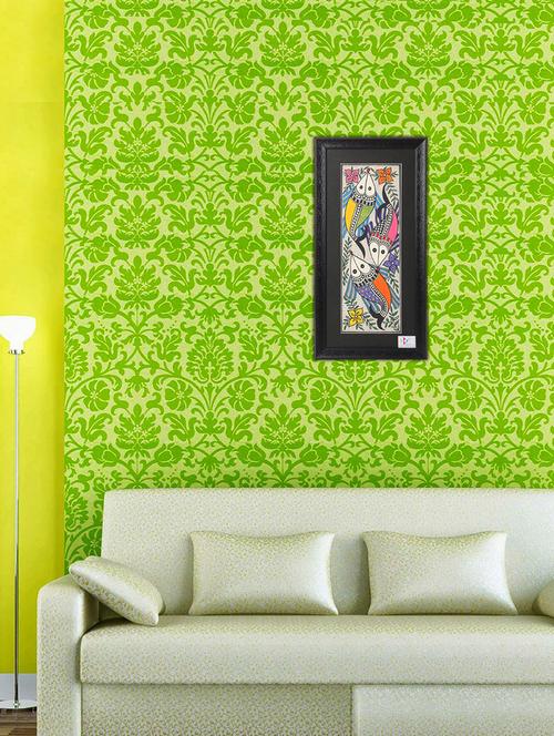 imithila auspicious multi colored fishes in mithila folk art (47x23 cms) - 12481471 - Very Small Image - 1