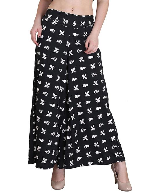 black printed crepe palazzo - 12481604 - Very Small Image - 1