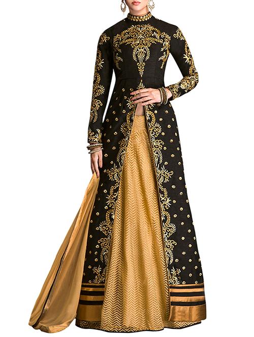black net flared lehenga - 12482780 - Very Small Image - 1