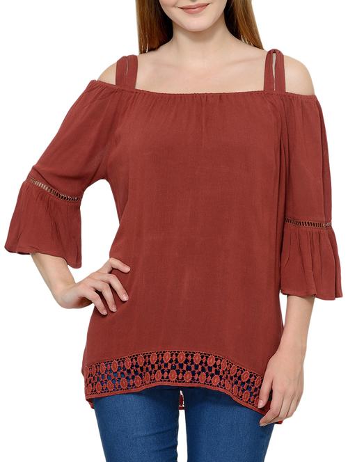 brown viscose regular top - 12484248 - Very Small Image - 1