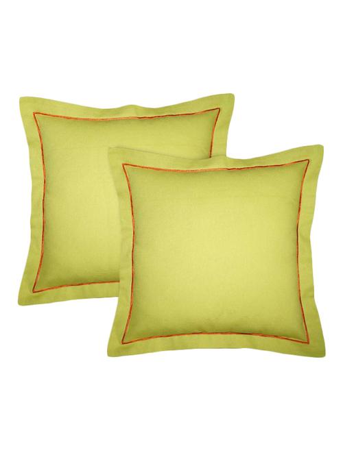 lushomes cotton half panama palm cushion covers with red wood satin stitch (pack of 2) - 12486036 - Very Small Image - 1