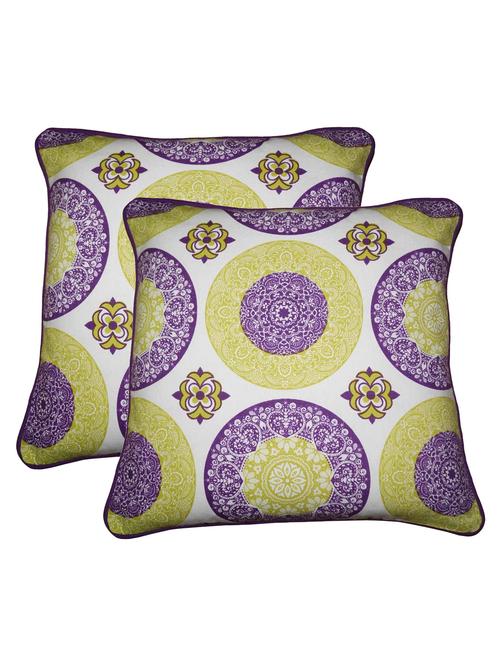 lushomes bold printed cotton cushion covers with co-ordinating cord piping (size 16" x 16") pack of 2 - 12486053 - Very Small Image - 1