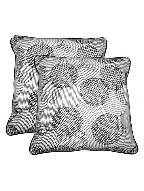lushomes geometric printed cotton cushion covers with co-ordinating cord piping (size 16" x 16") pack of 2 - 12486059 - Very Small Image - 1