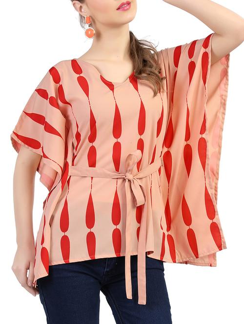 beige printed crepe kaftan - 12491407 - Very Small Image - 1