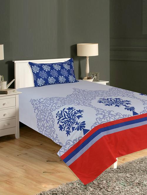 100% Cotton Single Bedsheet with One Pillow Cover - 12492035 - Very Small Image - 1