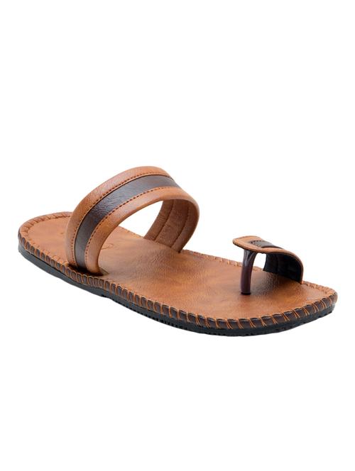 brown leatherette slip on slipper - 12492530 - Very Small Image - 1