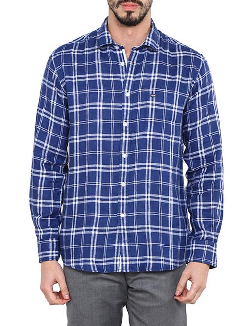 navy blue cotton casual shirt - 12496046 - Very Small Image - 1
