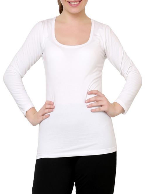 Solid White Cotton Spandex Top - 1249718 - Very Small Image - 1