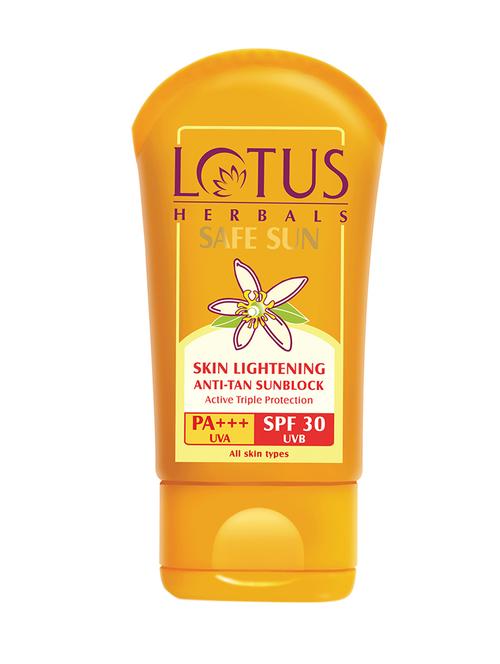 lotus herbals safe skin lightening anti-tan sunblock pa+++ spf 30 uvb - 12497675 - Very Small Image - 1