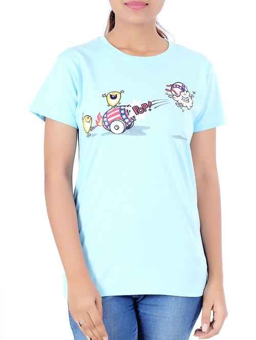 light blue printed cotton regular tee - 12498052 - Very Small Image - 1
