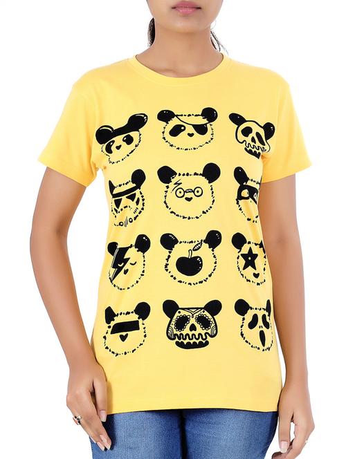 yellow printed cotton regular tee - 12498056 - Very Small Image - 1