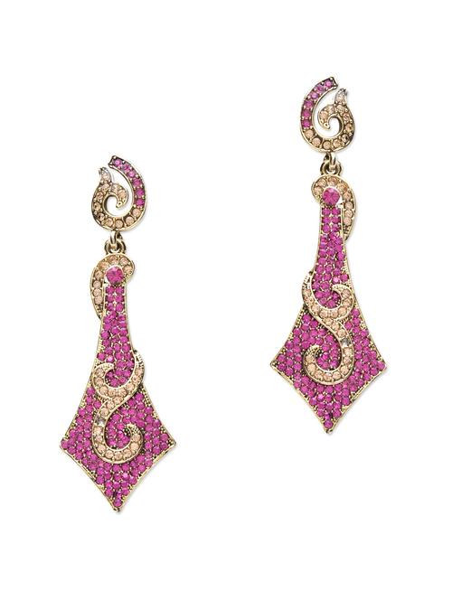 pink stone studded metallic earring - 1250157 - Very Small Image - 1