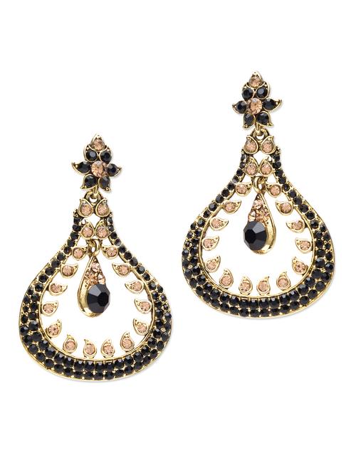 black stone studded metallic earring - 1250174 - Very Small Image - 1