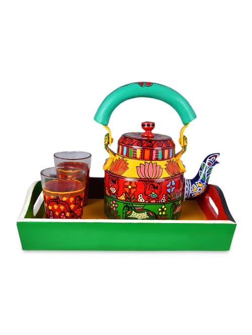multicoloured hand painted tea set - 1250453 - Very Small Image - 1