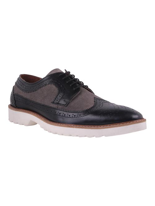 genuine leather black brogues - 12504557 - Very Small Image - 1
