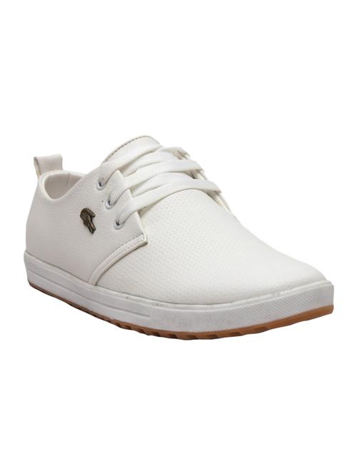 white synthetic lace up sneakers - 12507239 - Very Small Image - 1