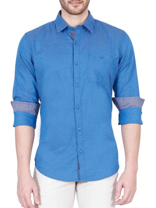 blue cotton casual shirt - 12508051 - Very Small Image - 1