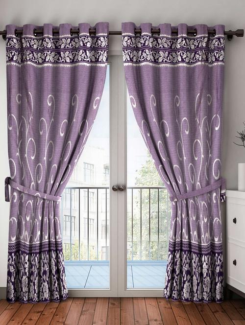 bianca purple zari print door curtain - 12508172 - Very Small Image - 1