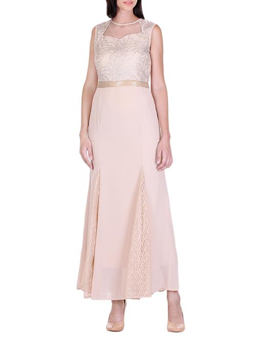 beige sequined crepe dress - 12508188 - Very Small Image - 1