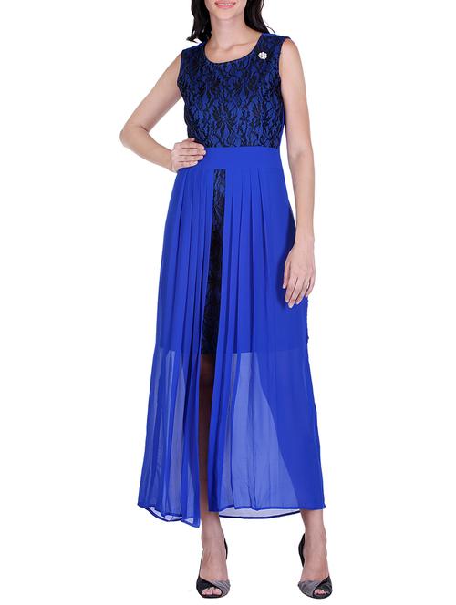 blue lace georgette dress - 12508209 - Very Small Image - 1