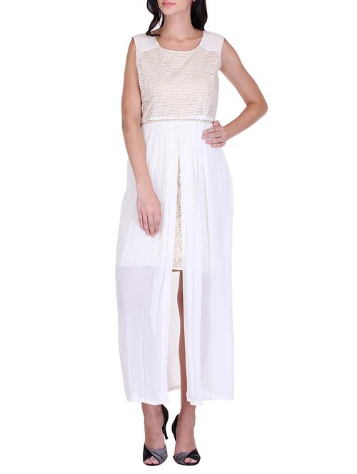 white embellished georgette dress - 12508212 - Very Small Image - 1